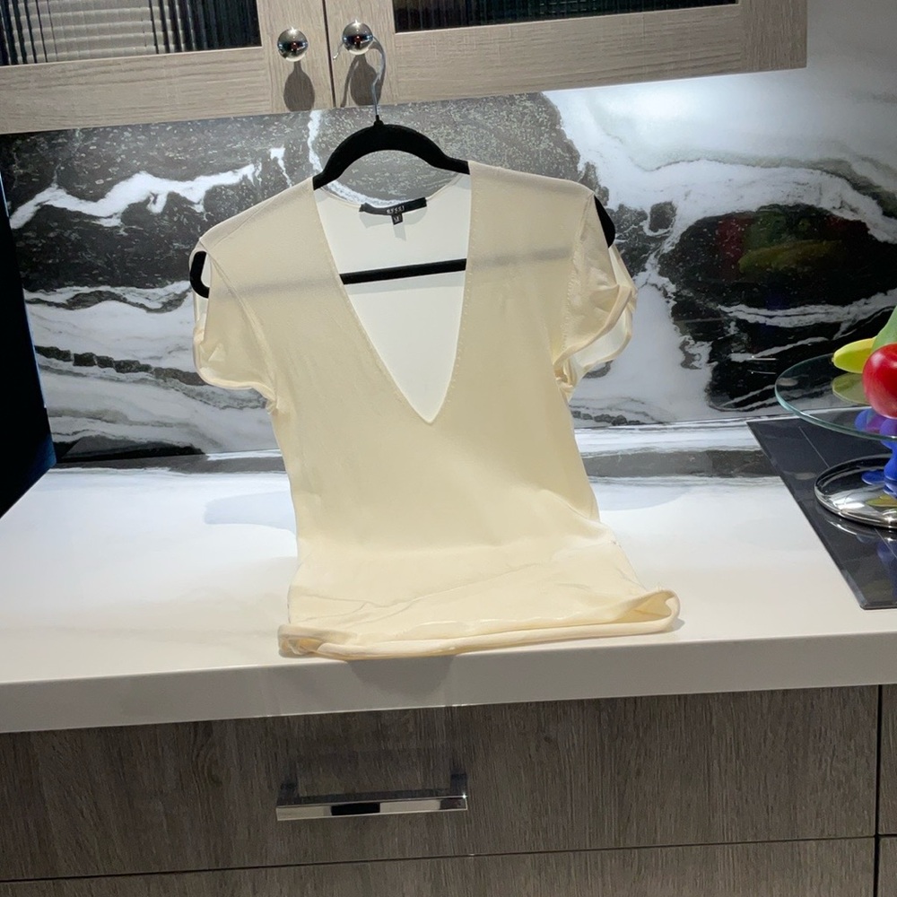 Gucci Cream Short Sleeve Bodysuit with V-Neck